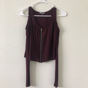 Long sleeve shoulderless crop top